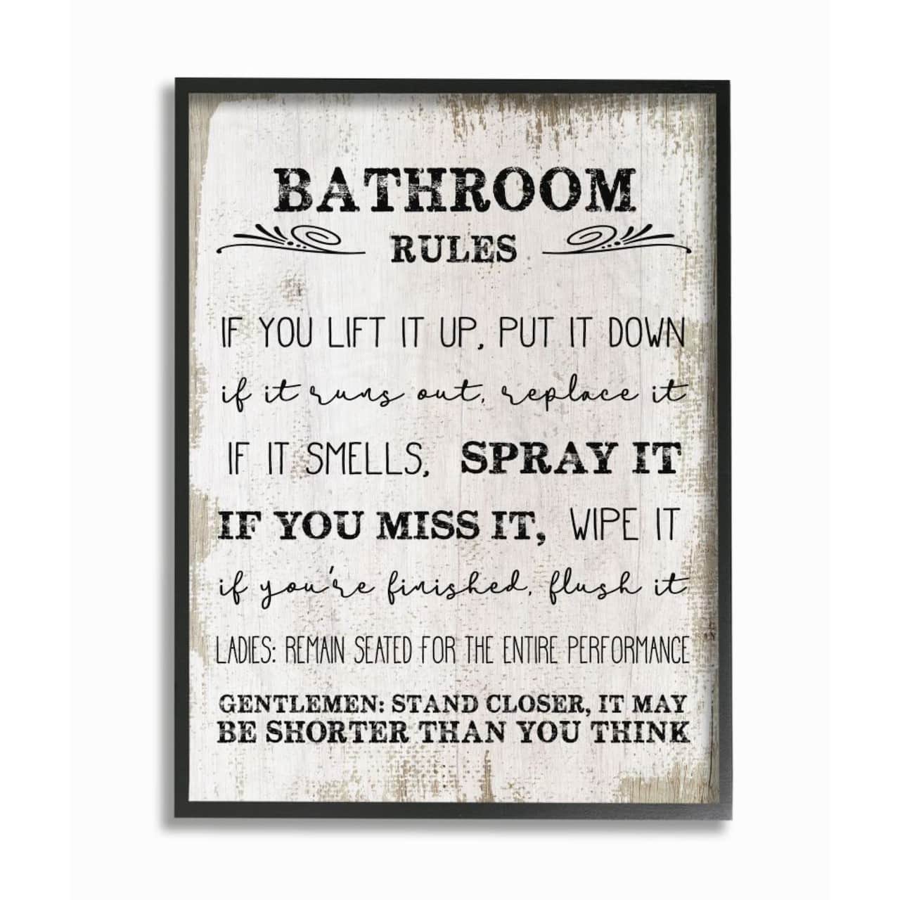 Stupell Industries Bathroom Rules Black Framed Wall Art